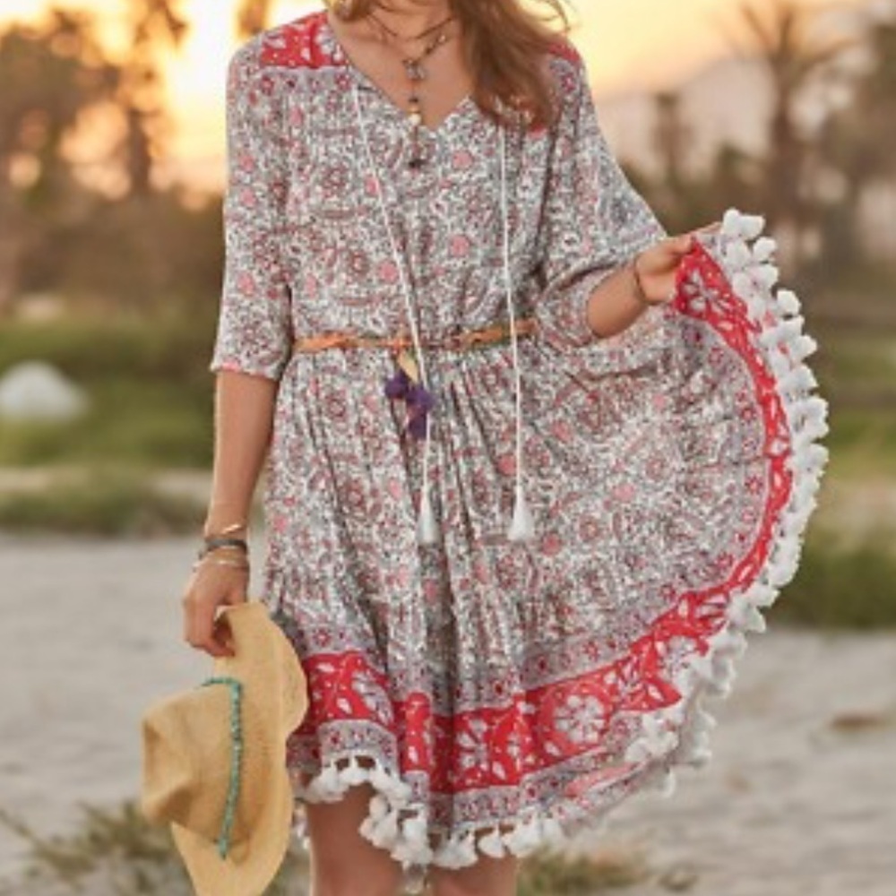 Sundance All At Sea Floral Boho Midi Dress Size XS